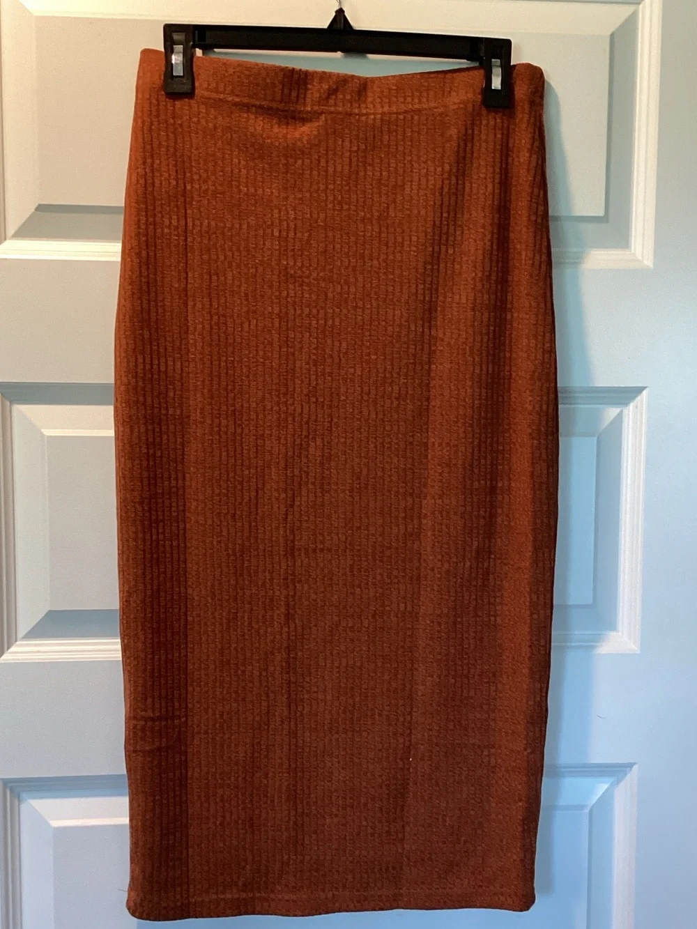 Rust Colored Ribbed Two-Piece Tee & Skirt Set - Picture 6 of 6